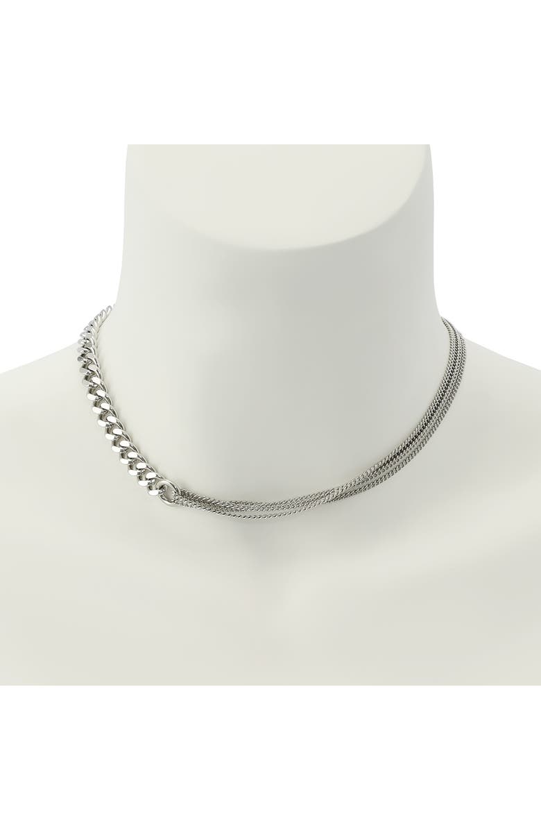 AllSaints Mix Chain Collar Necklace, Alternate, color, Shiny Silver