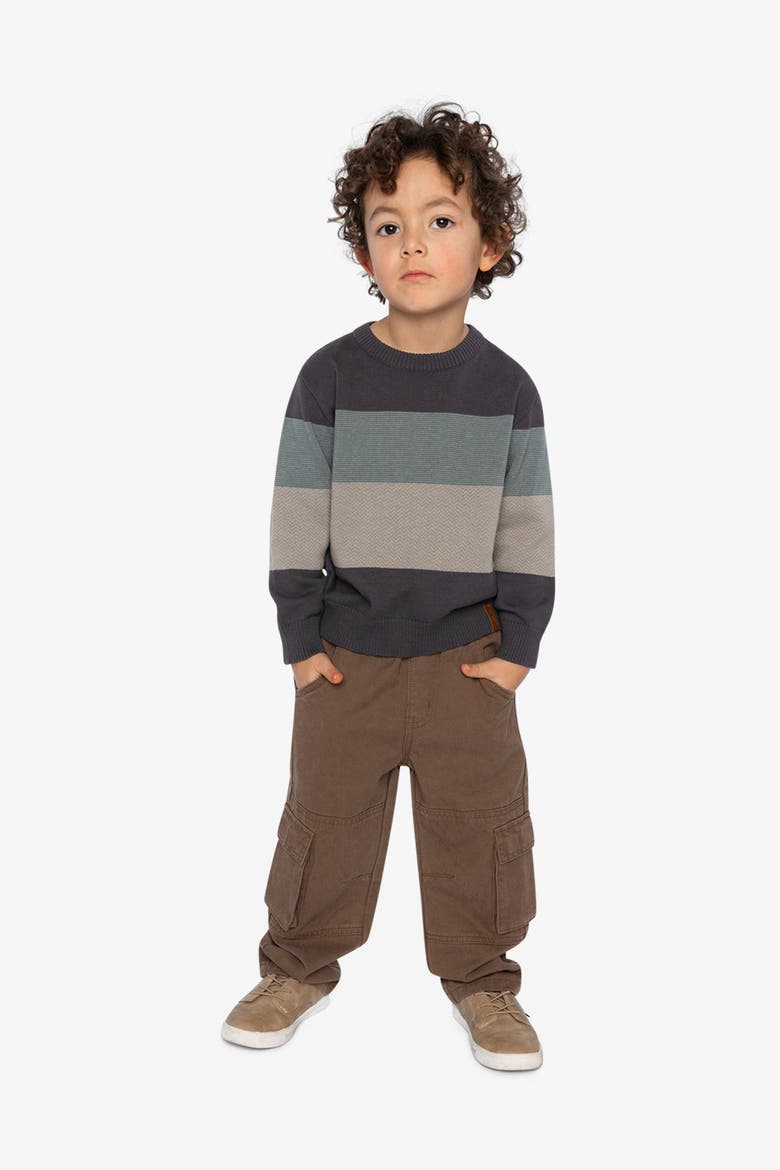Colorblock Knit Ribbed Cuffs Crew Neck Sweater, Alternate, color, Black and Beige
