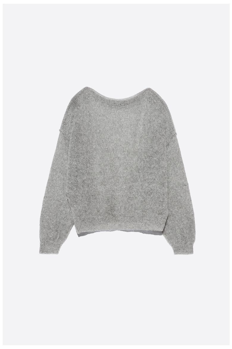 Mohair boat neck sweater, Alternate, color, MELANGE GREY