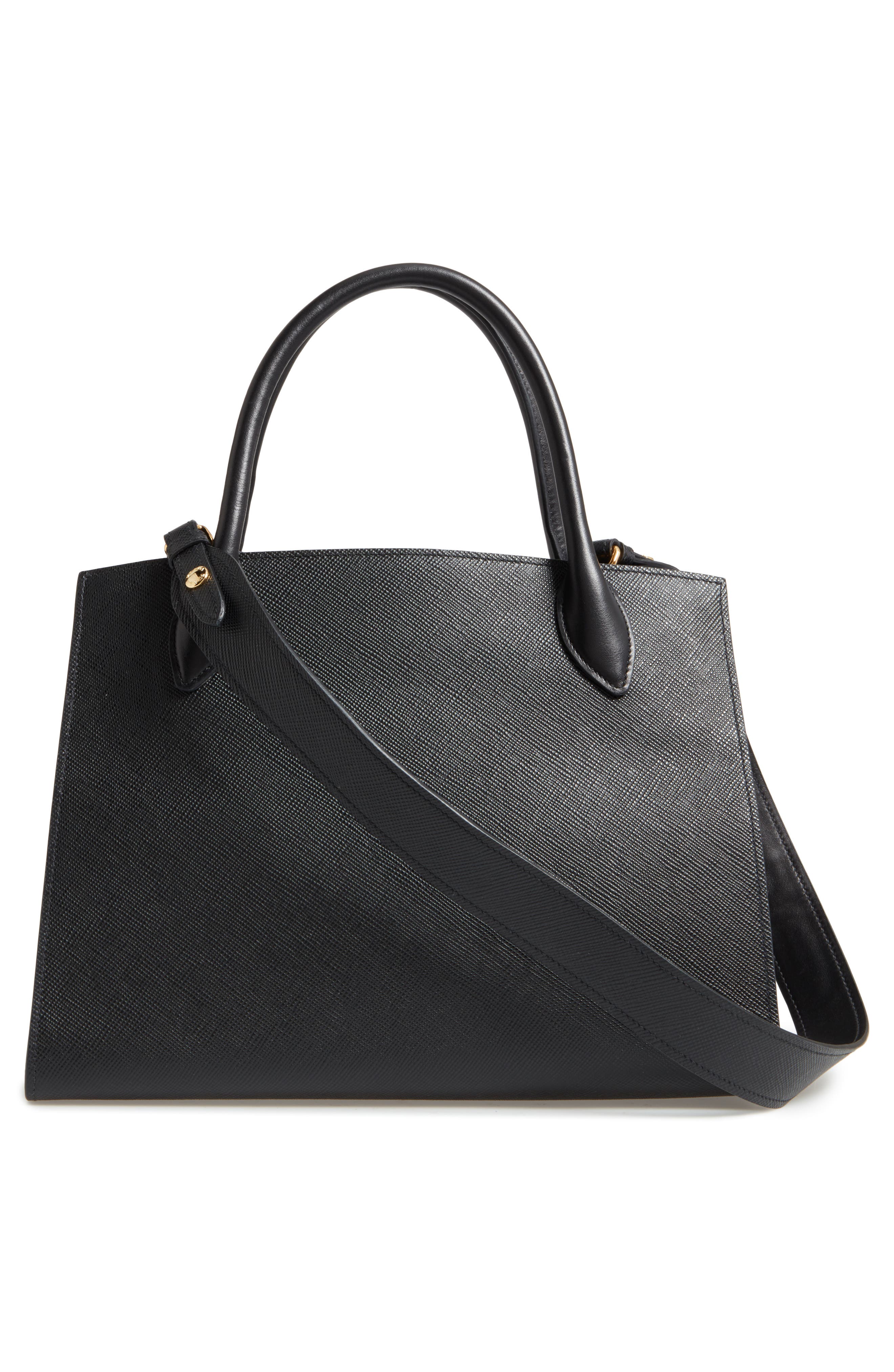 Prada Large Monochrome Saffiano Leather Satchel, Alternate, color, 