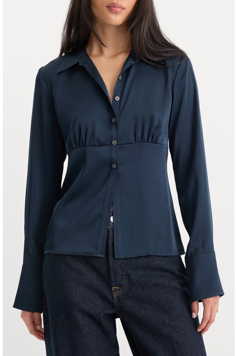 The Satin Femme Shirt, Main, color, NEW NAVY002