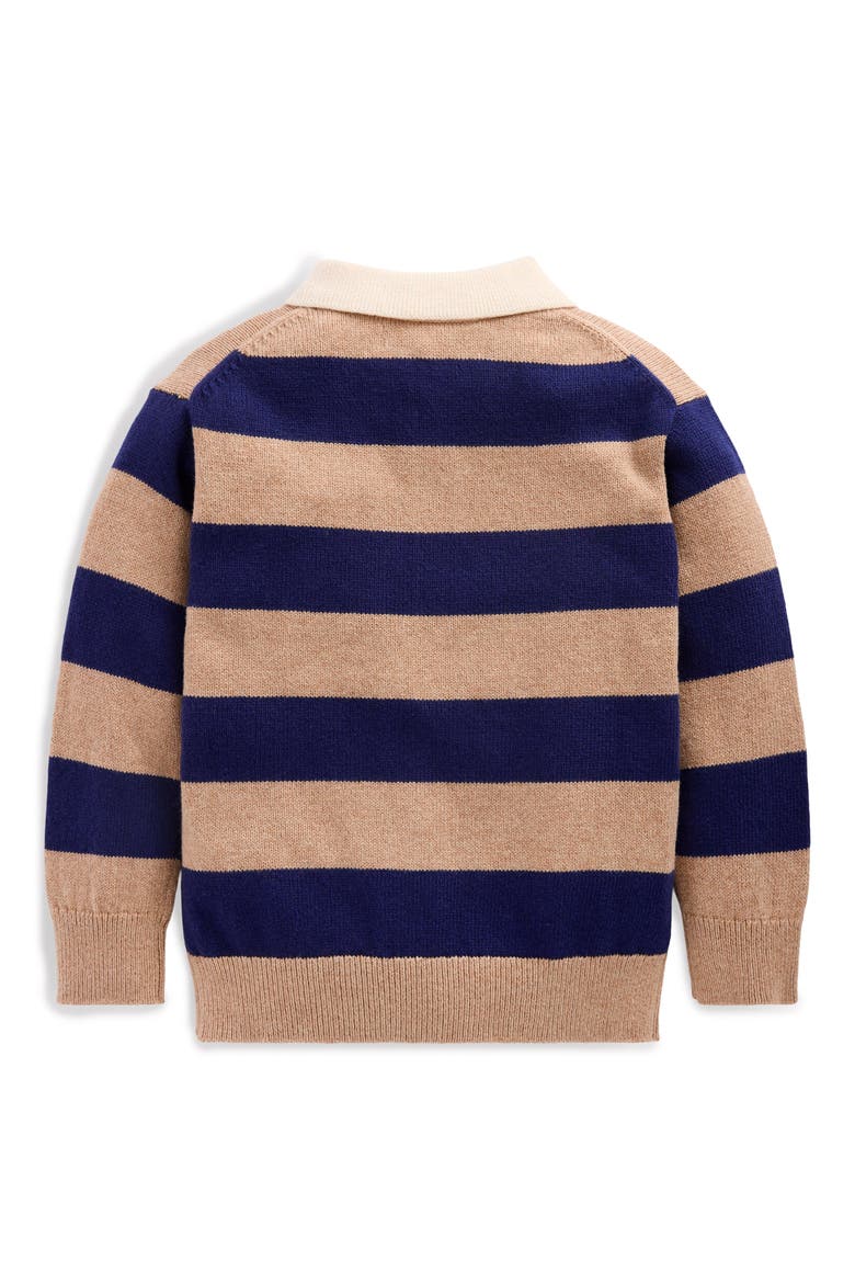 Kids' Striped Rugby Sweater, Alternate, color, BLUE AND BROWN STRIPE