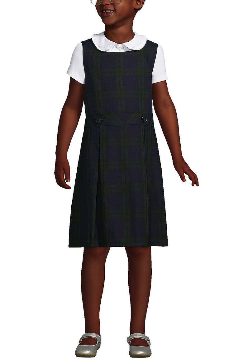 Girls Plus Top of Knee Plaid Jumper, Main, color, Classic Navy/Evergreen Plaid