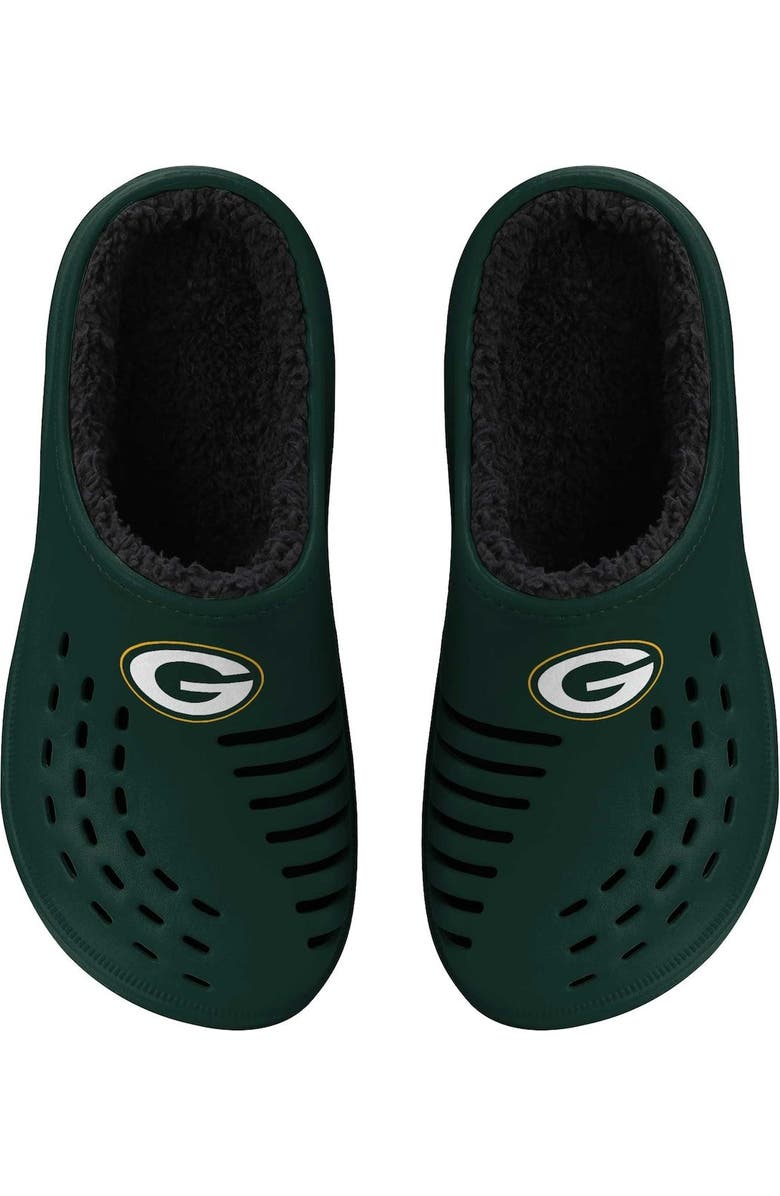 FOCO Men's FOCO Green Bay Packers Big Logo Sherpa-Lined Clog Slippers, Main, color,