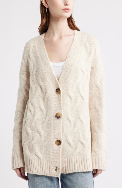 Treasure & Bond Oversize Cable Stitch Cardigan In Brown