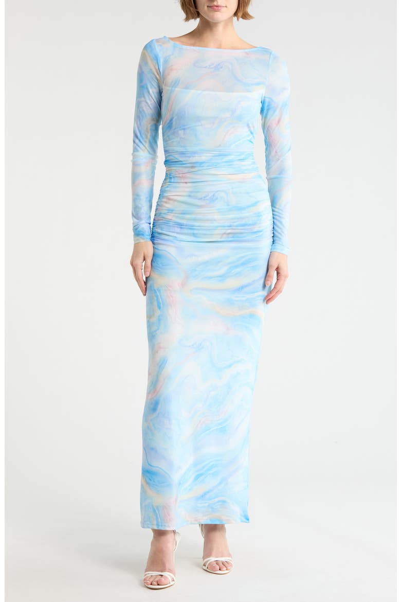 Ollie Long Sleeve Dress, Main, color, BLUE MARBLE