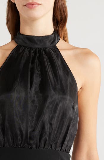 Organza & Crepe Halter Gown