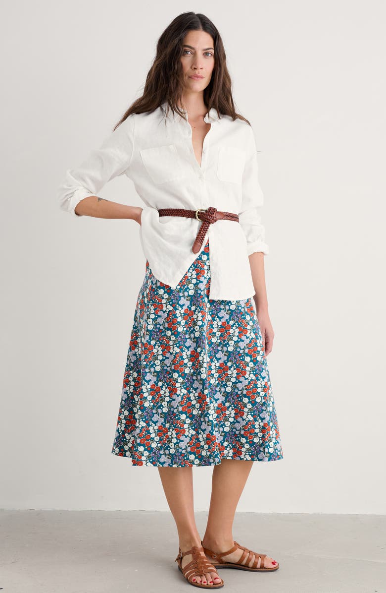 Seasalt Cornwall Rose Floral A-Line Skirt, Alternate, color, Wild Hollyhock Dark Drift