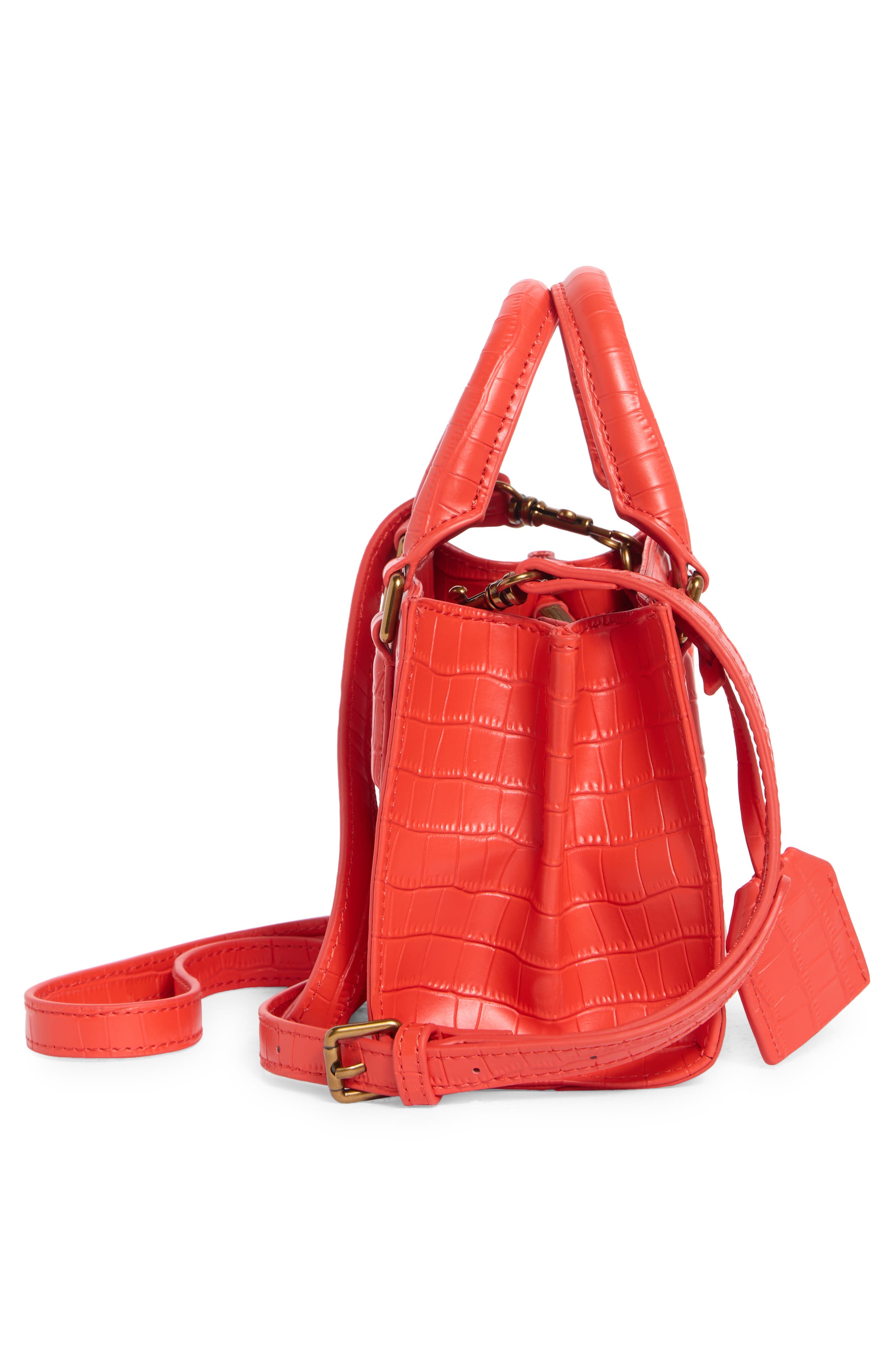 Kurt Geiger London Mini Highgate Croc Embossed Tote, Alternate, color, Orange