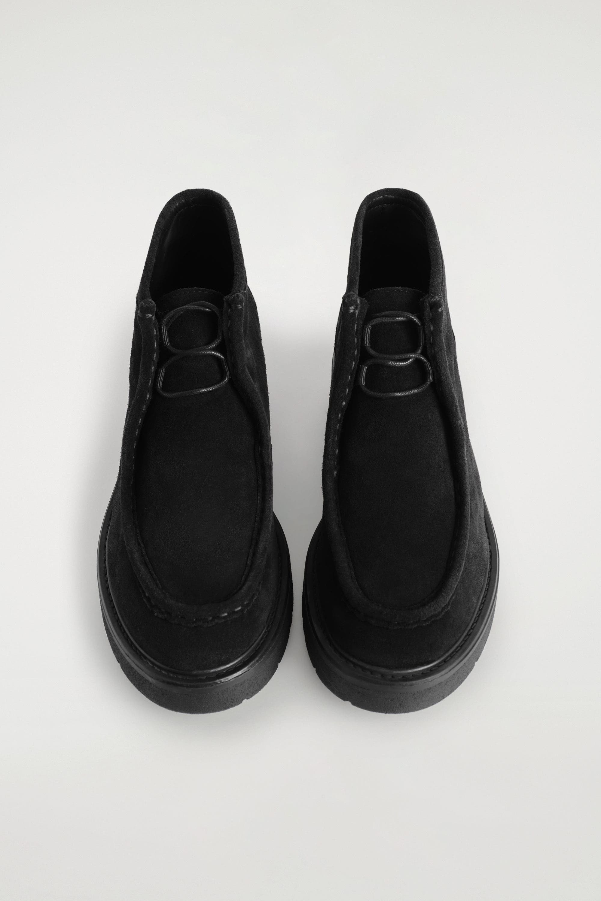 COS Lace-Up Suede Ankle Boots, Alternate, color, Black