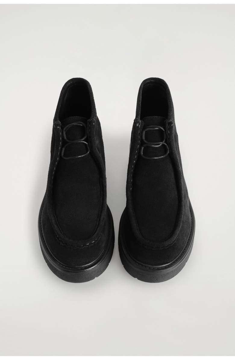 COS Lace-Up Suede Ankle Boots, Alternate, color, Black