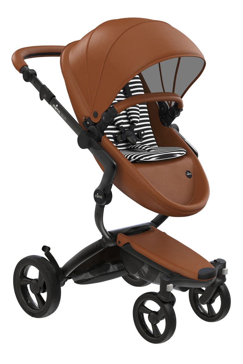 Xari 4G Black Chassis Stroller with Reversible Reclining Seat & Carrycot, Main, color, CAMEL/ BLACK & WHITE
