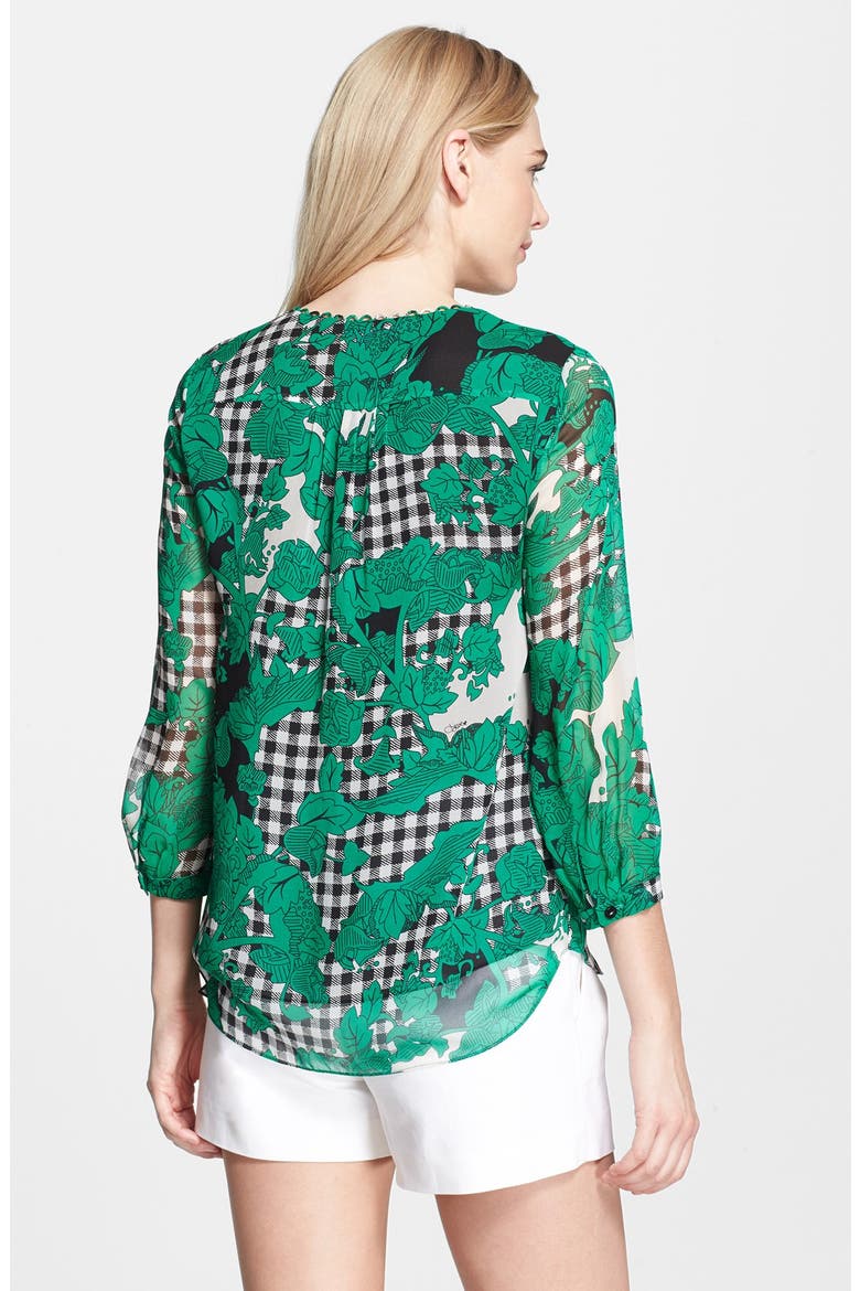 'Camden' Print Silk Top, Alternate, color, TOILE COLLAGE GREEN