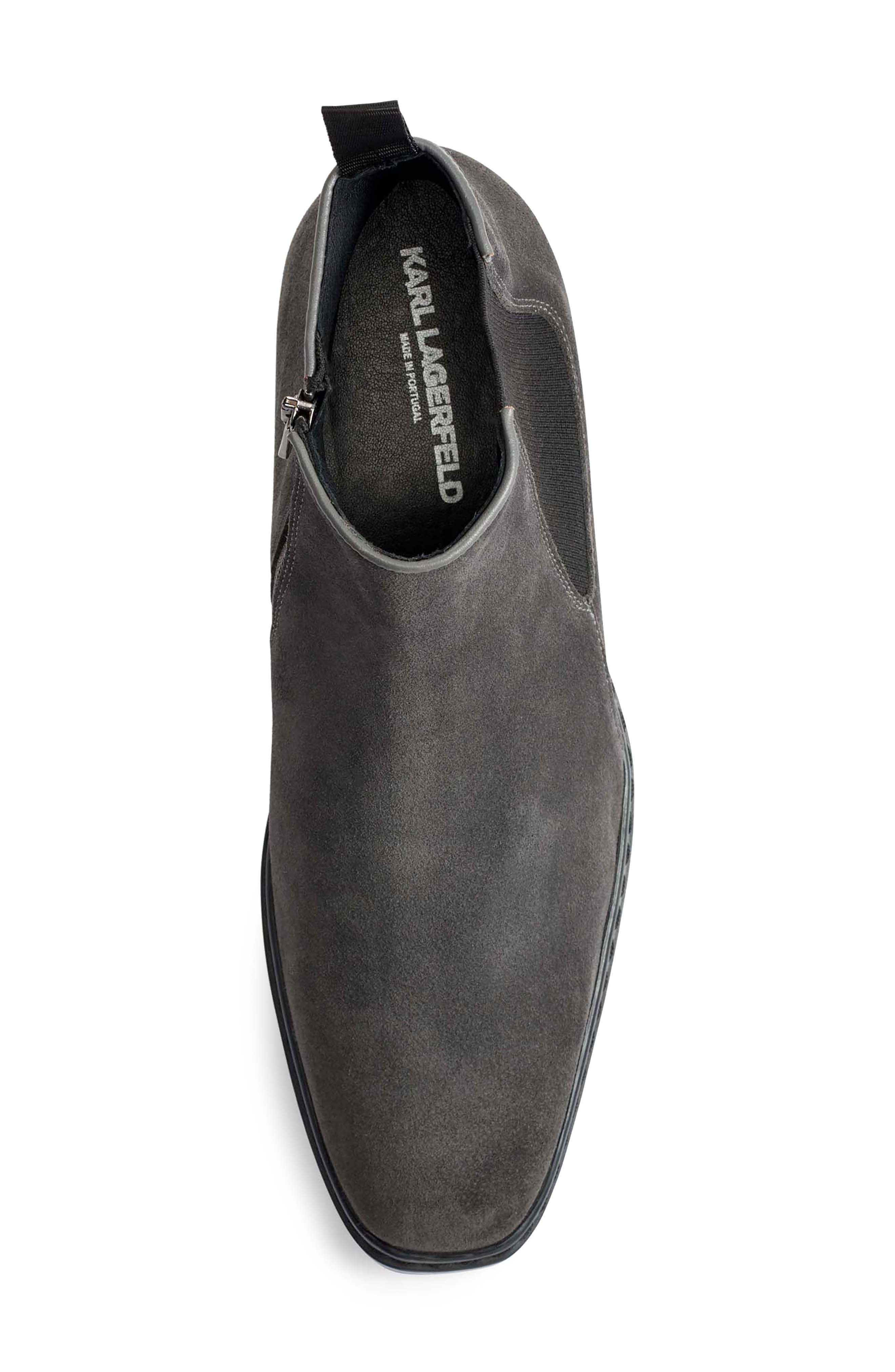 KARL LAGERFELD PARIS Suede Chelsea Boot, Alternate, color, Grey