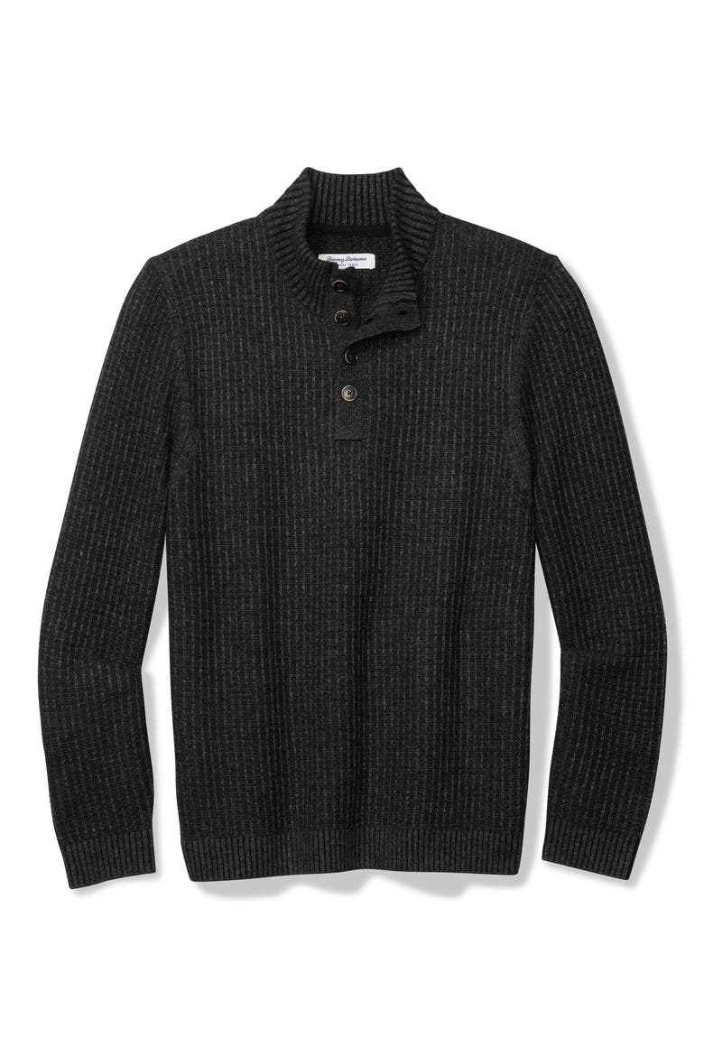 Autumn Pier Button Placket Sweater, Main, color, BLACK