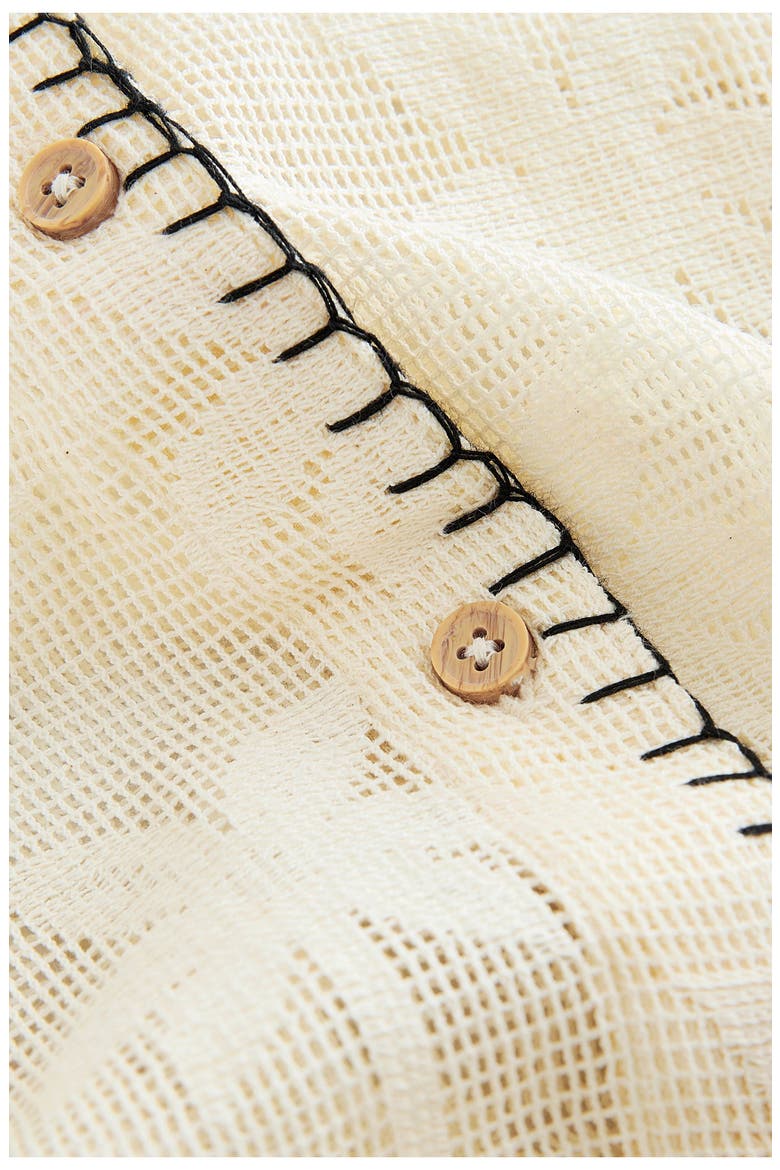 Palm Jacquard Mesh Button-Up Shirt, Alternate, color, NEUTRAL