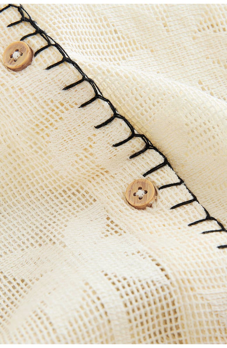 NEXT Palm Jacquard Mesh Button-Up Shirt, Alternate, color, 