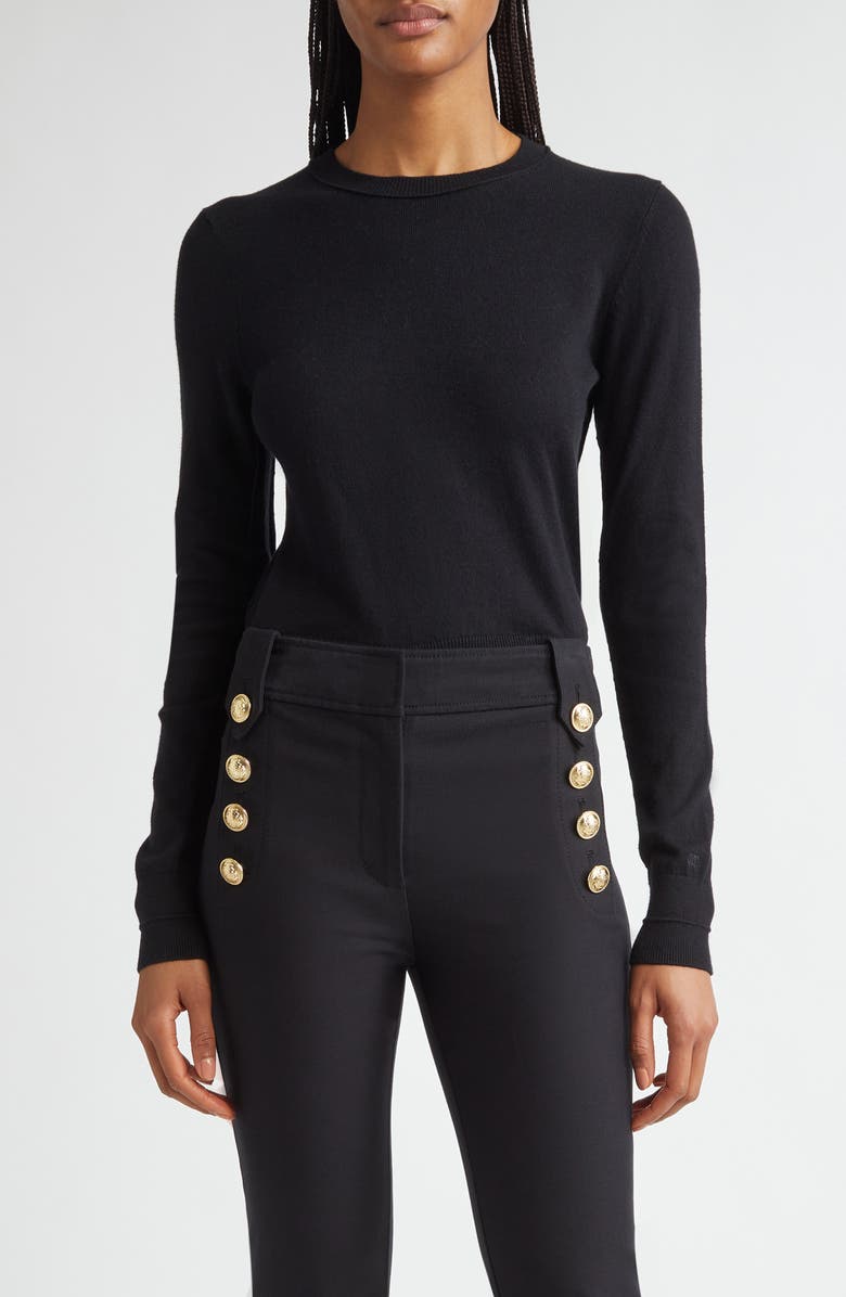 Derek Lam 10 Crosby Alizee Crewneck Cotton & Cashmere Sweater, Main, color, Black