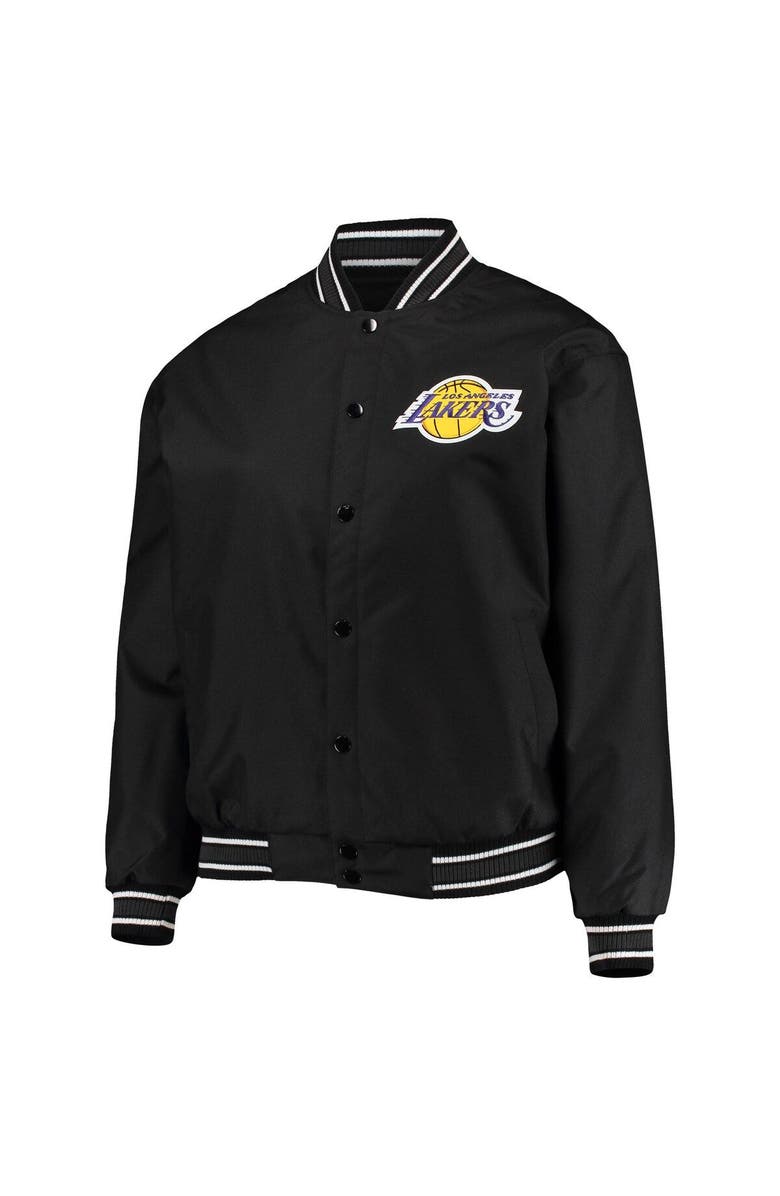 JH DESIGN Women's JH Design Black Los Angeles Lakers Plus Size Poly Twill Full-Snap Jacket, Alternate, color,