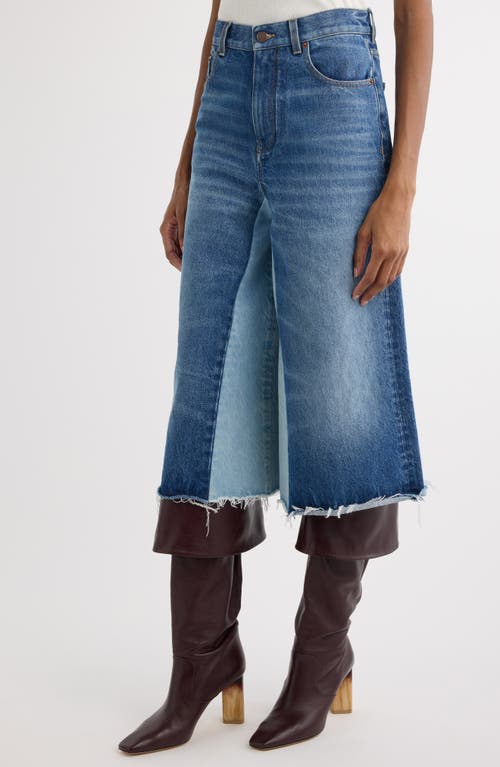 Chloé Blue Bermuda Patchwork Denim Shorts In Dark Night Blue
