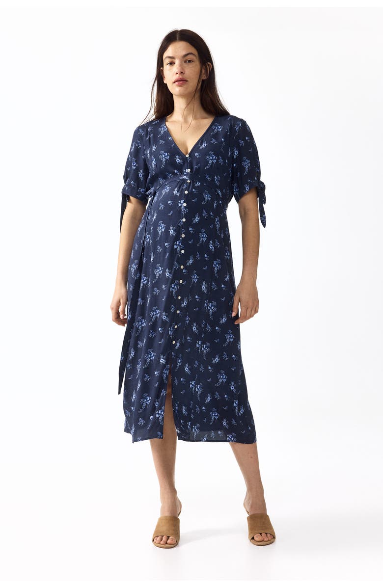 H&M Mama Tie-belt Viscose Dress, Alternate, color, Khaki Green