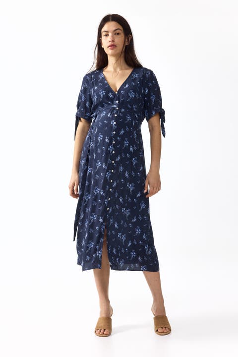 Mama tie-belt viscose dress