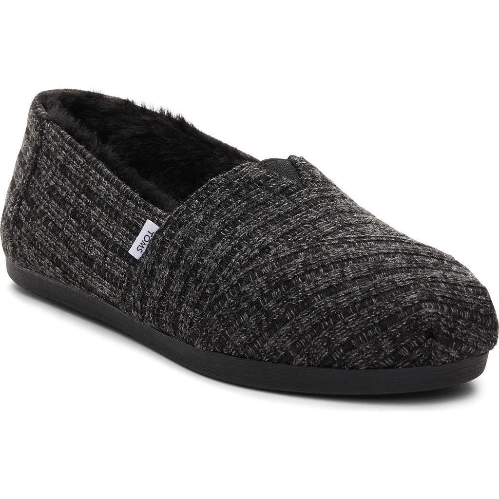 Toms Alpargata Faux Fur Lined Slip-on In Black