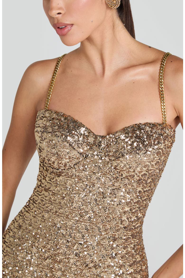 Nina Sequin Body-Con Cocktail Dress, Alternate, color, GOLD