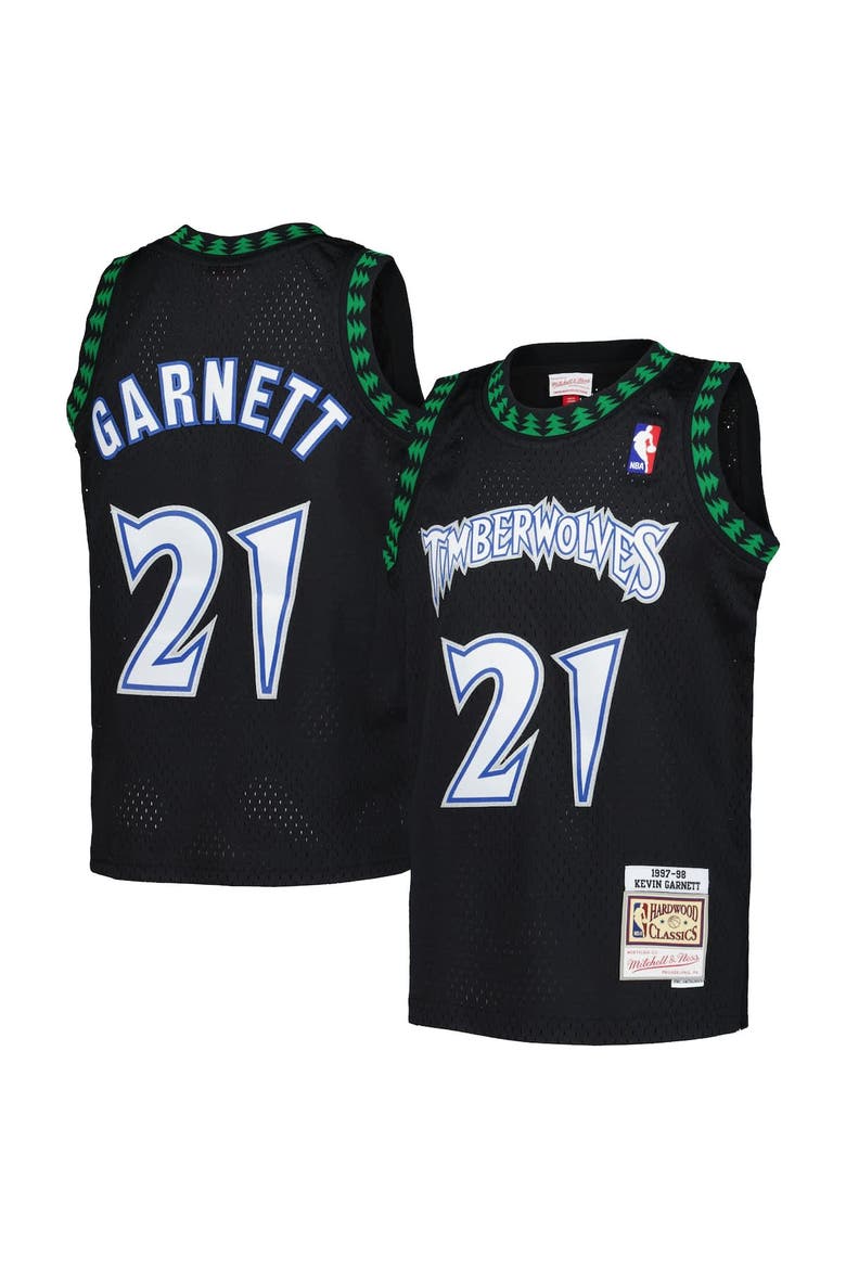 Youth Mitchell & Ness Kevin Garnett Black Minnesota Timberwolves 1997/98 Hardwood Classics Swingman Jersey, Alternate, color, Black