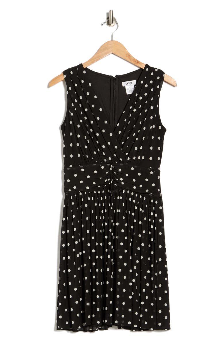 DKNY Sleeveless Fit & Flare Dress, Main, color, Classic Dot