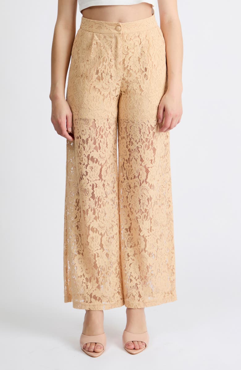 Extro & Vert Andrey Lace Trousers, Main, color, Tan