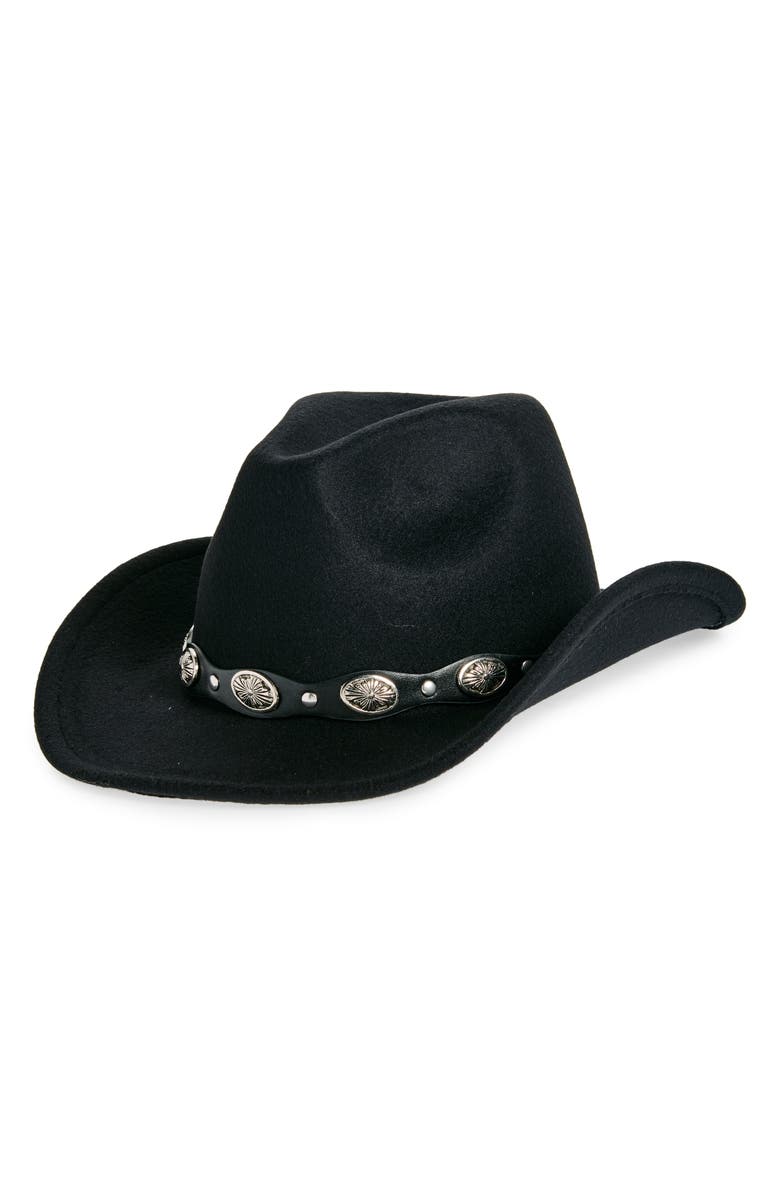 Vince Camuto Concho Belt Felt Cowboy Hat, Main, color, 