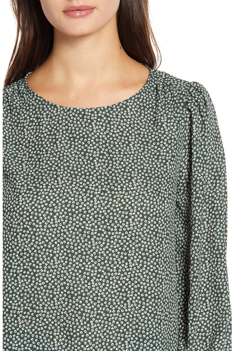 Print Blouse, Alternate, color, GREEN MINI FLORAL