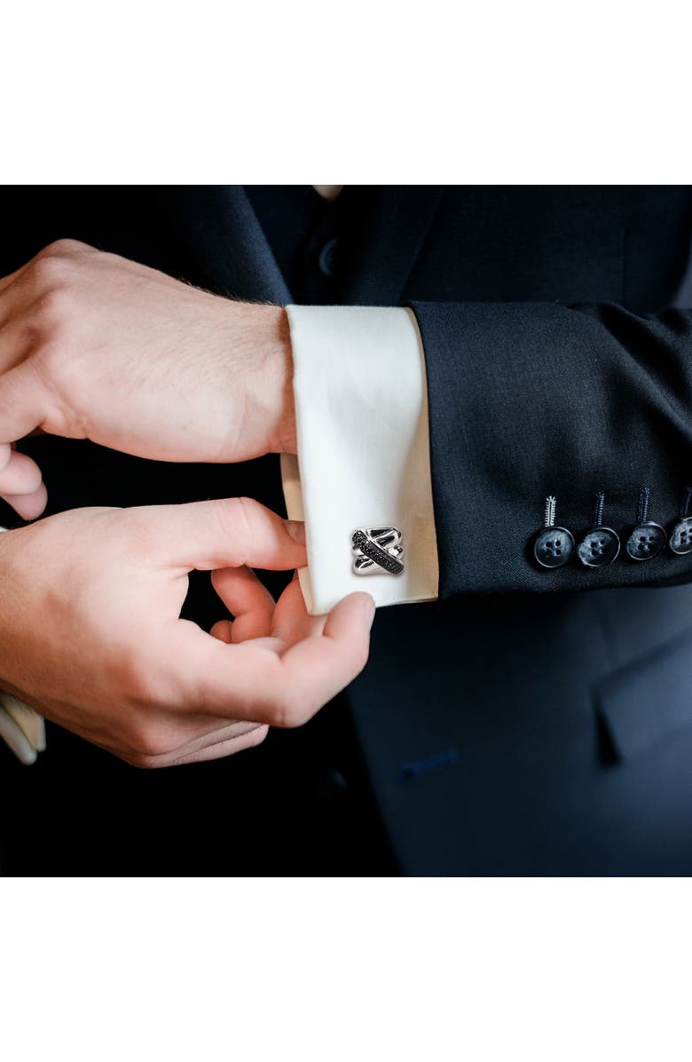 Julianna B. 1/2 CTW Black Diamond Square Crossover Cufflinks, Main, color, Black Diamond