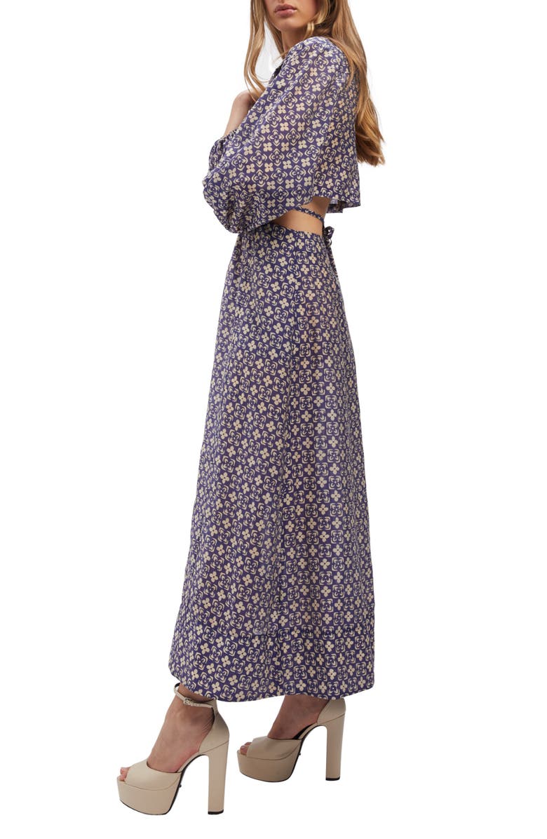 Bardot Arden Floral Tile Cutout Long Sleeve Maxi Dress, Alternate, color, 