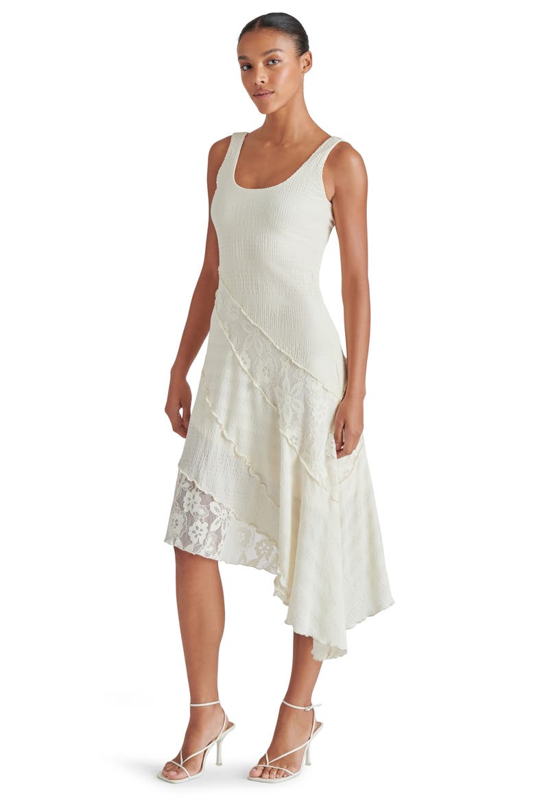 Vance Mixed Media Asymmetric Dress, Alternate, color, MARSHMALLOW