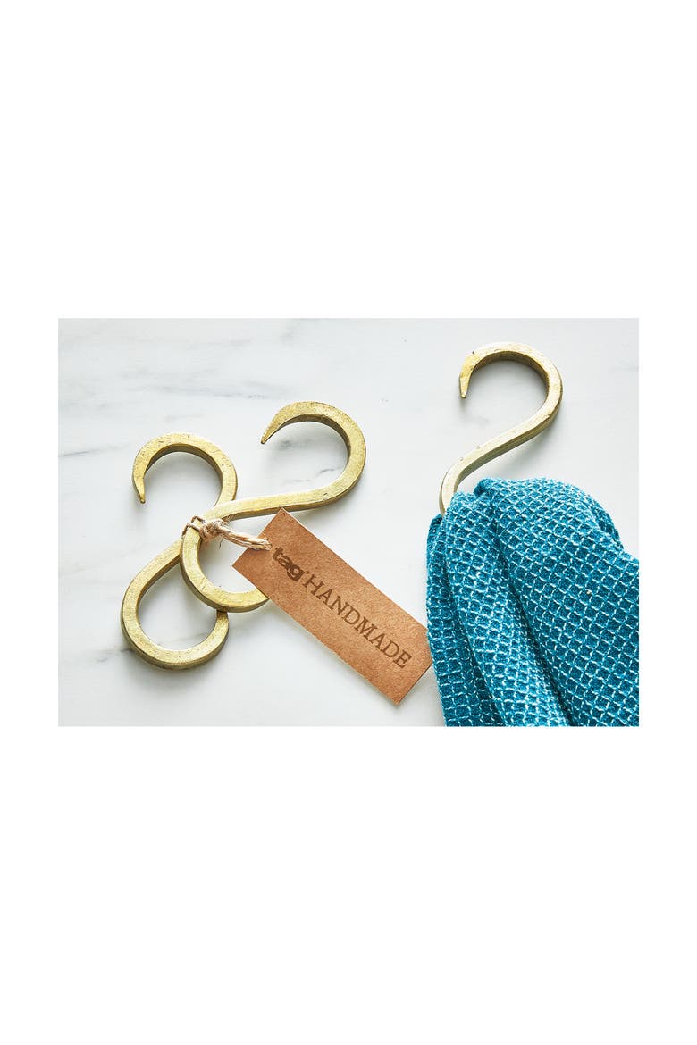 Hammered Metal S Hook Set of 2, Alternate, color, Gold