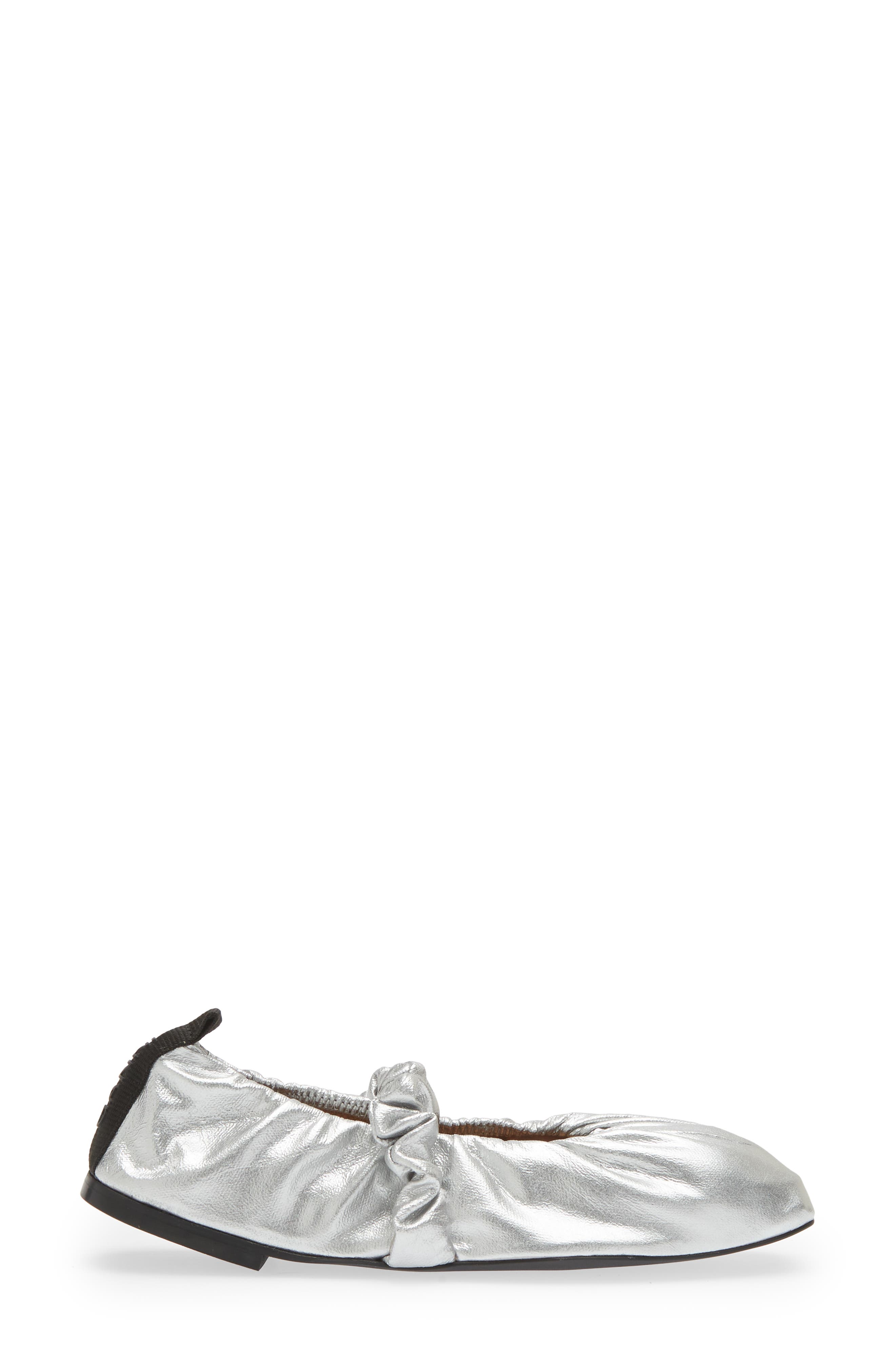 Soft Square Toe Ballerina Flat, Alternate, color, SILVER