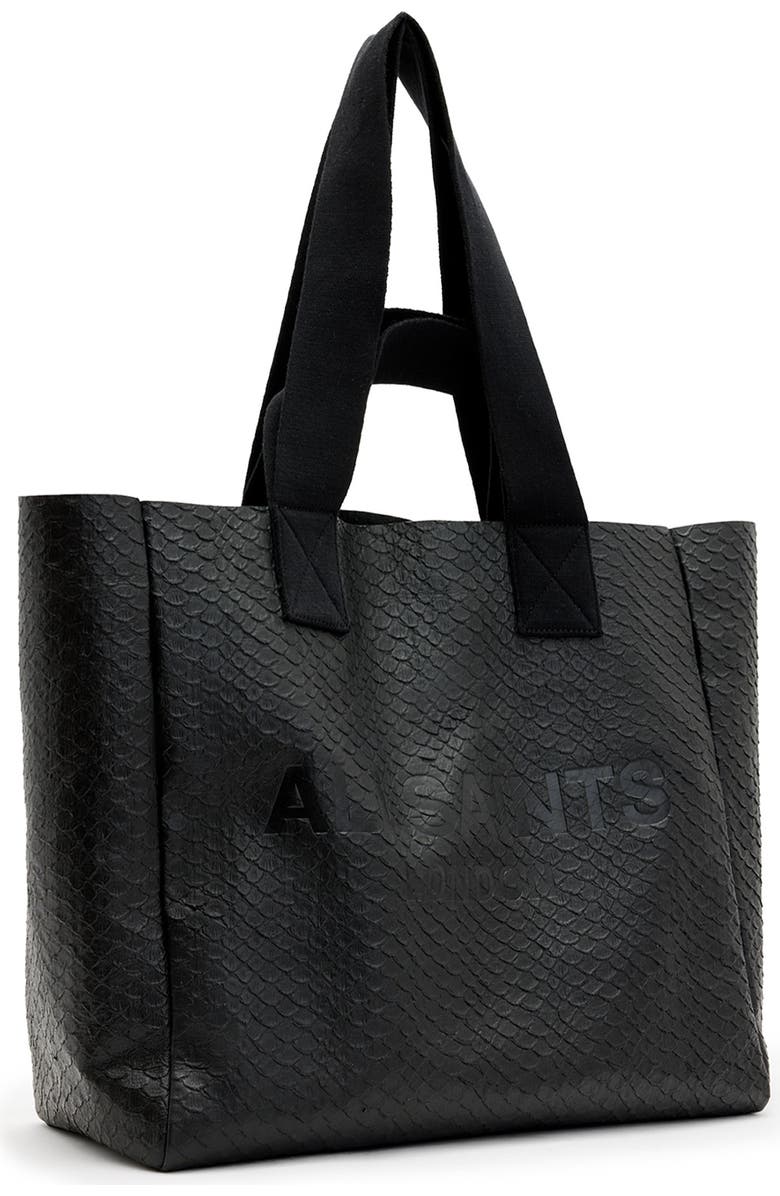 AllSaints Izzy Snakeskin Embossed Leather Tote, Alternate, color,