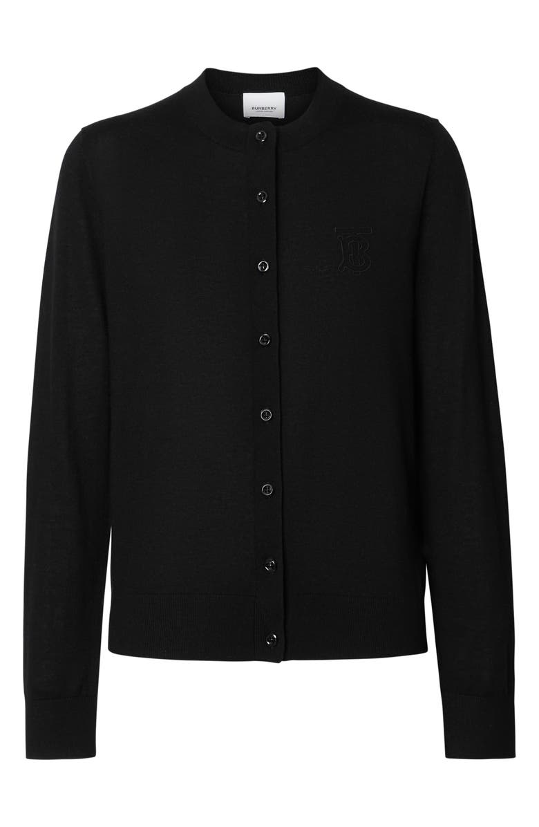 Burberry Monogram Logo Cashmere Cardigan, Alternate, color,