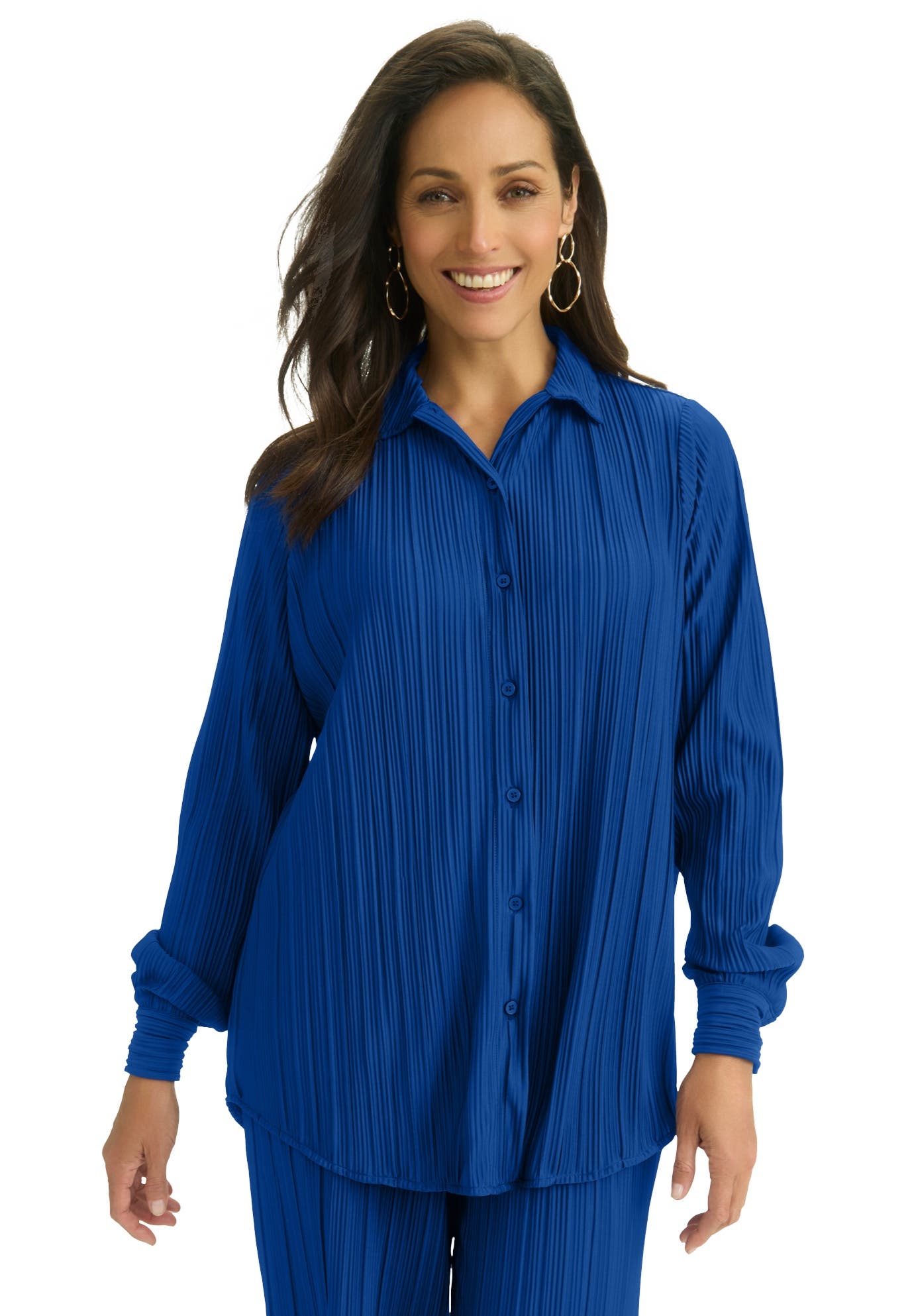 Plisse Button-Front Blouse - image 3