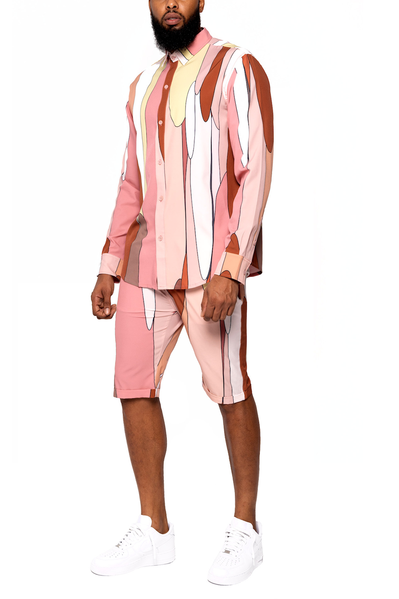 Men's Retro Drip print dress Pants, Alternate, color, Pink