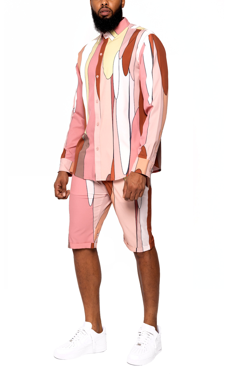 Dai Moda Men's Retro Drip print dress Pants, Alternate, color, Pink