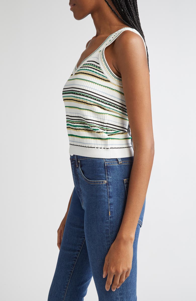 Veronica Beard Carlin Knit Crop Tank, Alternate, color, Off White Multi