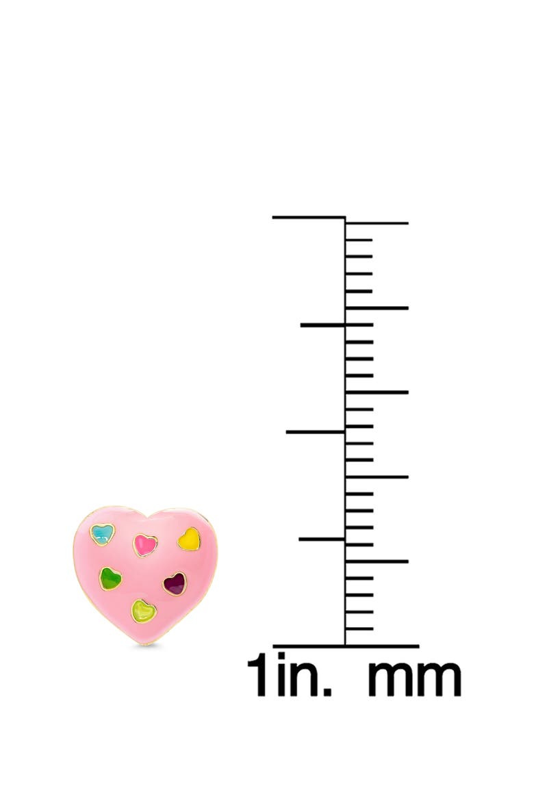 Kids' Puff Heart Enamel Stud Earrings, Alternate, color, PINK