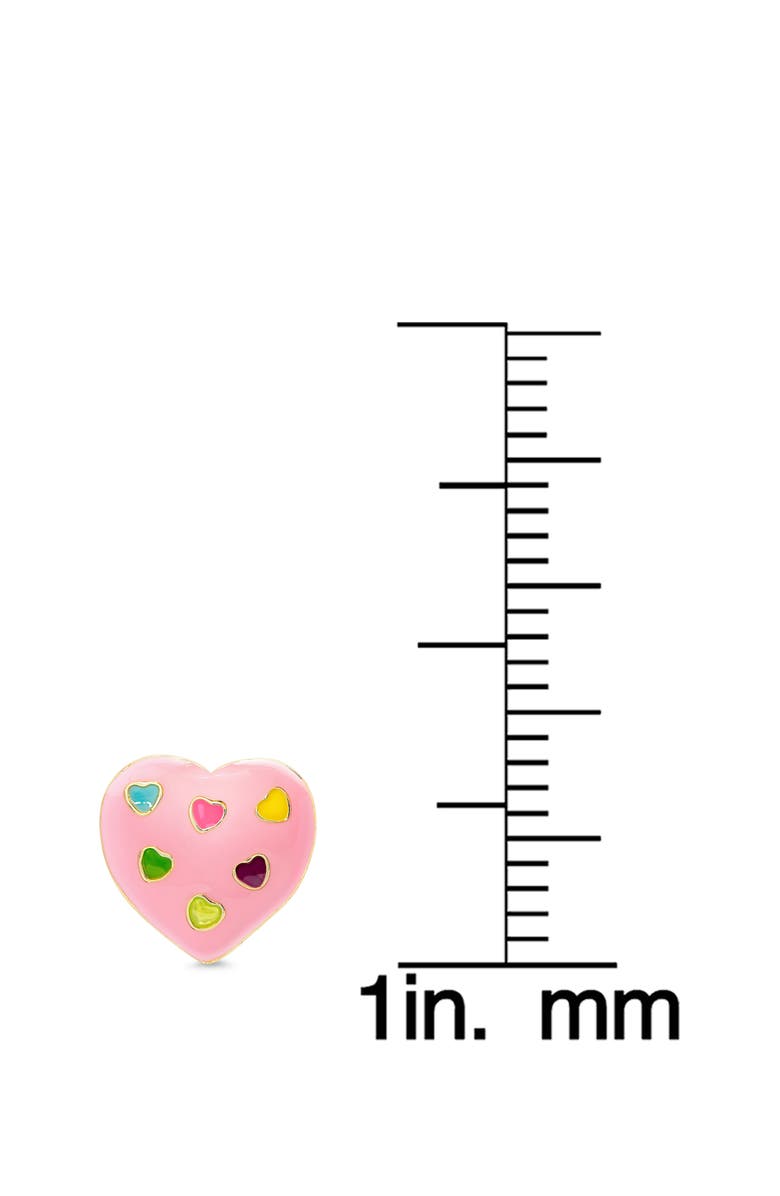 Lily Nily Kids' Puff Heart Enamel Stud Earrings, Alternate, color, Pink