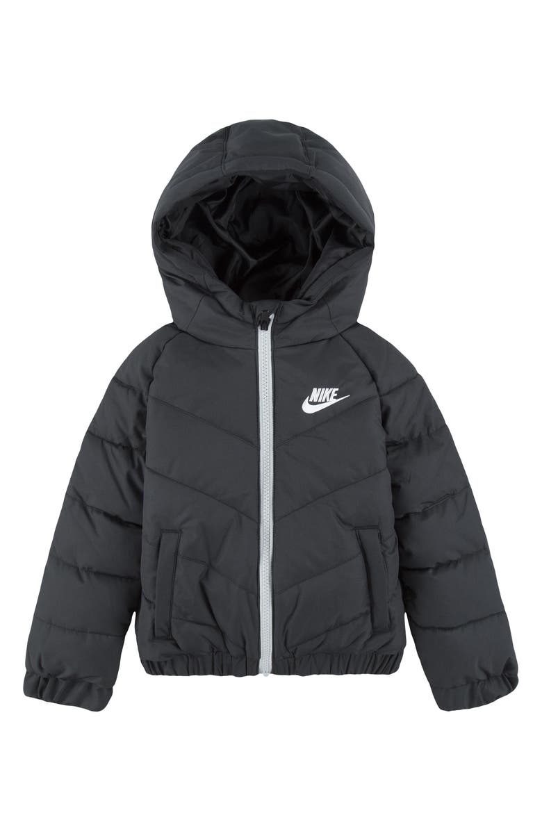 Nike Kids' Puffer Hooded Zip Jacket, Main, color, Black