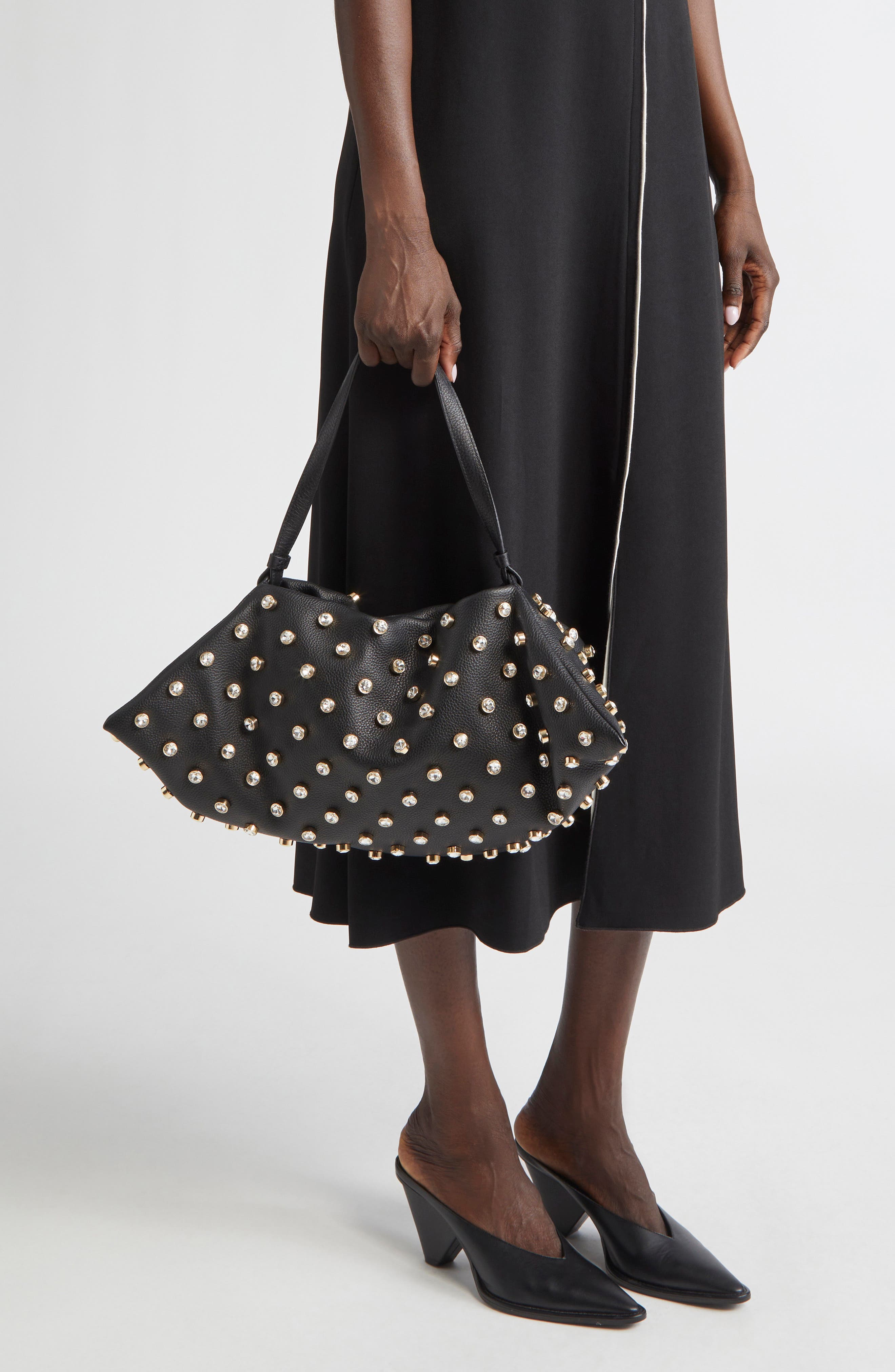 Altuzarra Origami Crystal Studded East/West Leather Bag, Alternate, color, Crystal Embellished