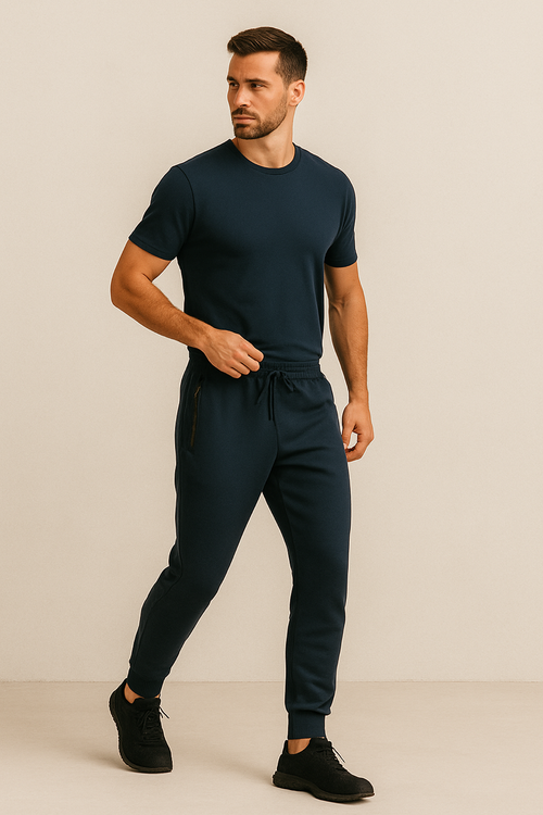 Benben Mens Ultra Soft Singe Pack Dual Zipper Jogger In Blue