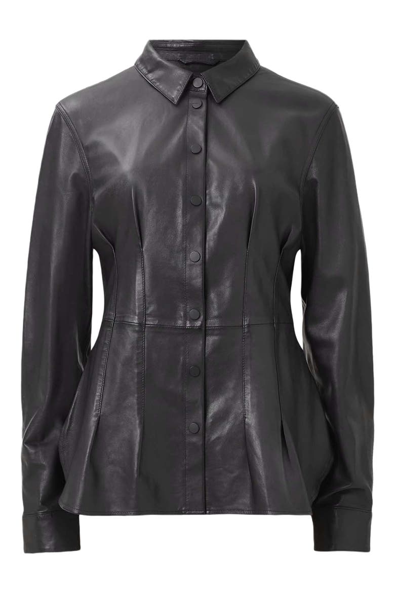 Larson Lea Leather Jacket, Alternate, color, BLACK